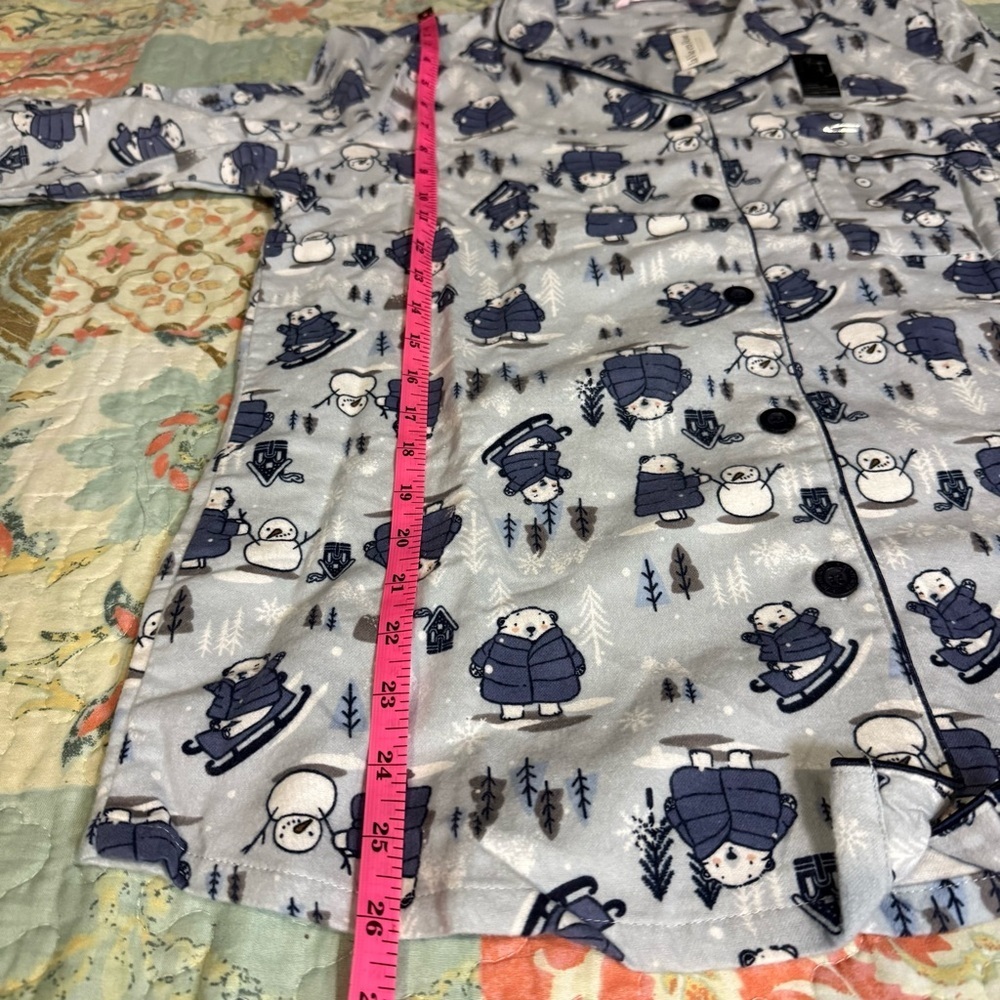 NWT La Vie en Rose Women's Pajama Set in Light Blue Animal Flannel size M - Picture 10 of 16